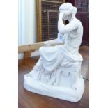 A mid Victorian Copeland Parianware figure, a classically attired, seated woman,