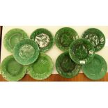 Ten similar late 19thC Wedgwood and other china cabbage leaf pattern plates 7.