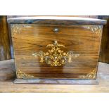 An Edwardian bone and satinwood inlaid rosewood and mahogany desktop writing box,