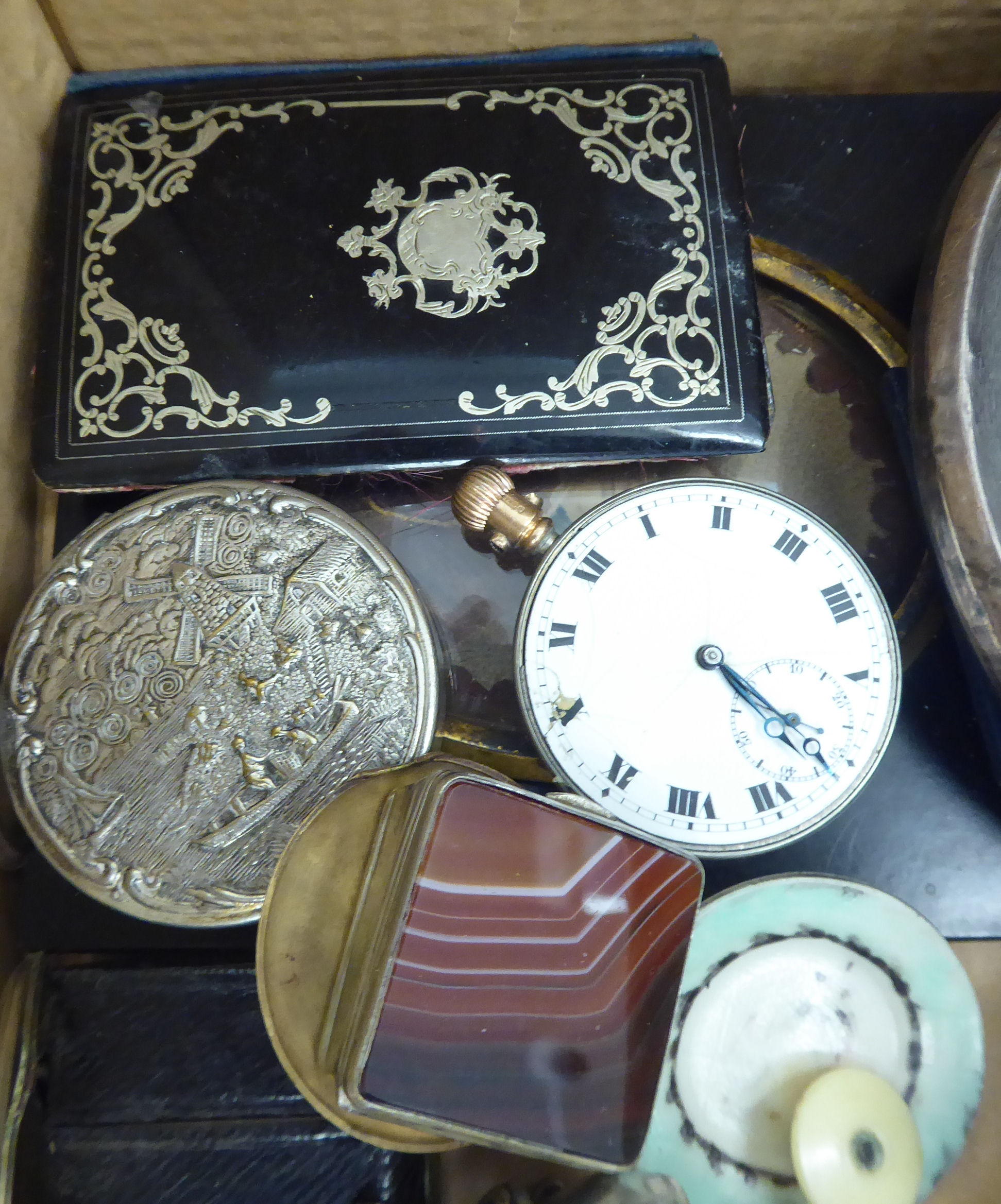 A mixed lot: to include a silver pocket watch case; and a glazed, - Image 3 of 3