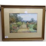 Sylvester Stannard - a country estate garden watercolour bears a signature 9'' x 12'' framed