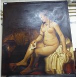 20thC European School - a nude study oil on canvas bears an indistinct signature 42'' x 39''