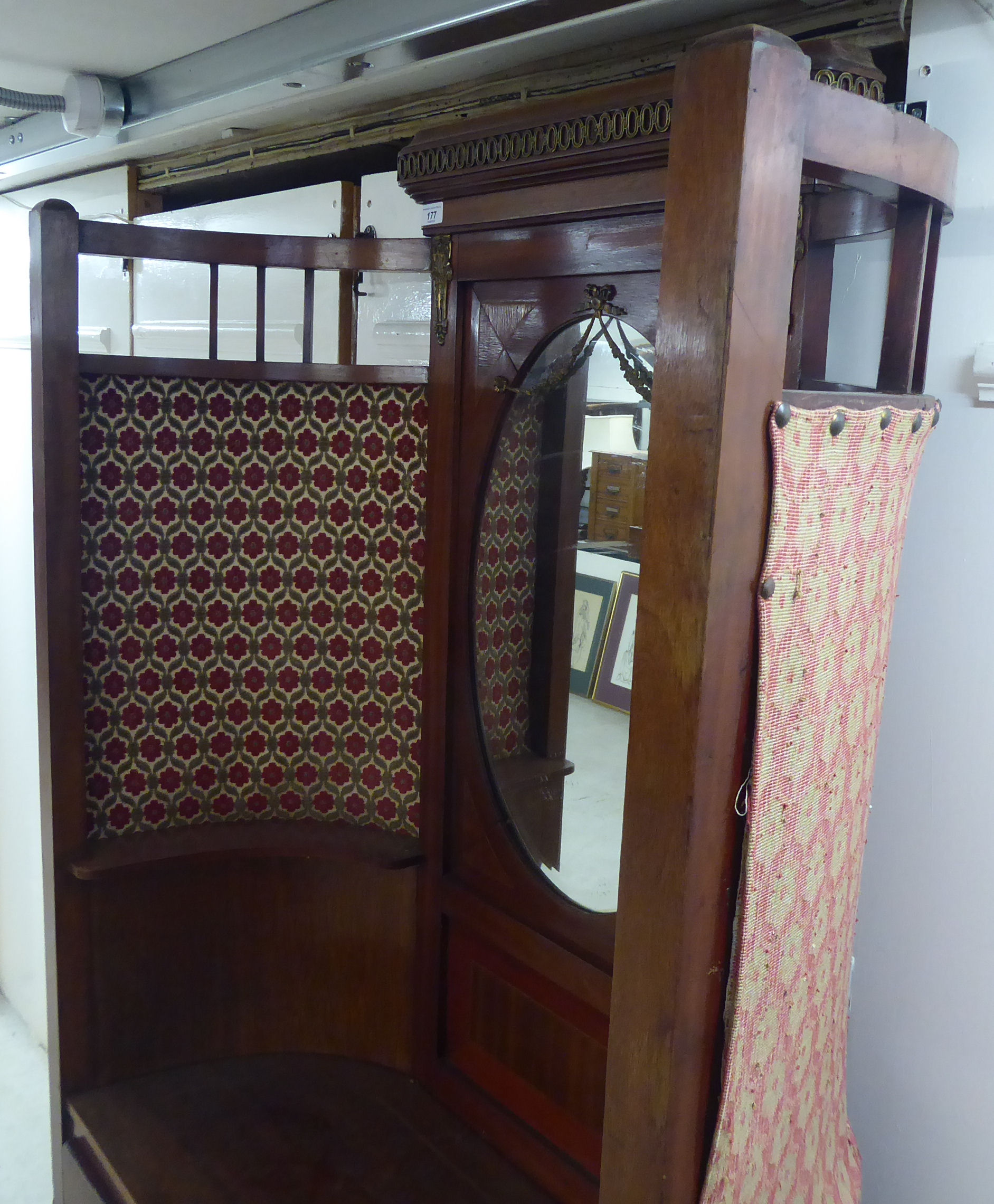 An Edwardian mahogany hallstand of concave form with a mirrored panel, - Image 3 of 3