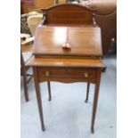 An Edwardian mahogany lady's bureau with crossbanded, satinwood ornament,