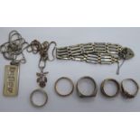 Silver and silver coloured metal items of personal ornament: to include an ingot pendant,