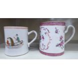 An 18thC Chinese famille rose porcelain cylindrical mug,