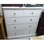 A late Victorian white painted mahogany dressing chest with two short/three graduated long drawers,