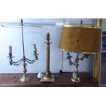 Table lamps: to include a pair of lacquered brass examples with twin swag branches 20''h BSR