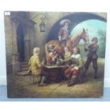 CA Laudwet** - figures outside a tavern with a horseman and groom oil on canvas bears a signature
