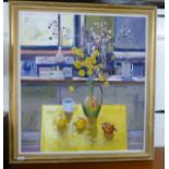 Davy Brown - 'Yellow Table' oil on canvas bears a signature 36'' x 32'' framed BSR