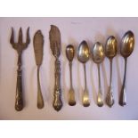 Small silver flatware: to include a trident bread fork mixed marks OS10