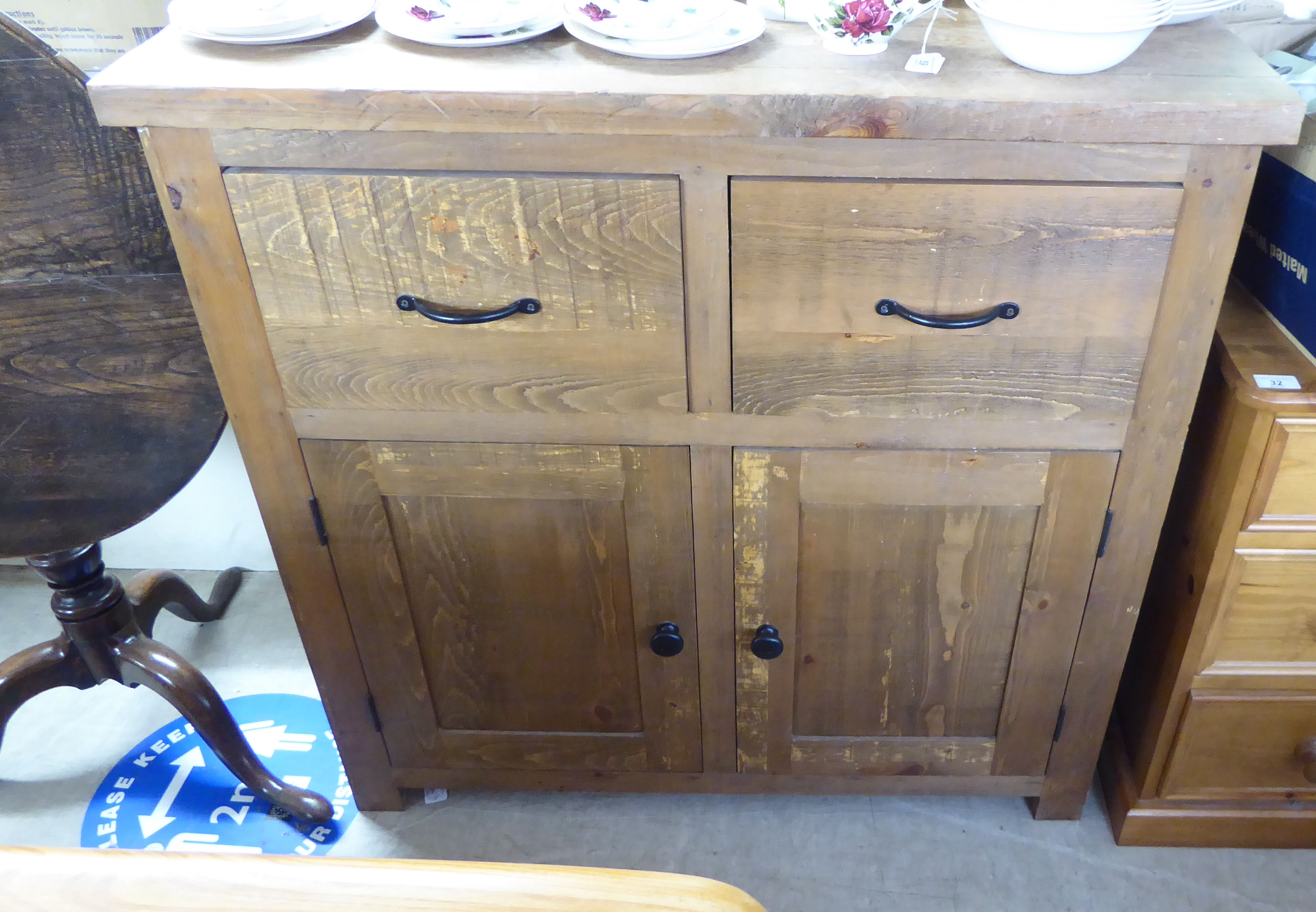 A modern pine dresser with two drawers, over a pair of doors, - Image 2 of 2