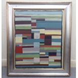 20th British School - a study in colours in stripes and boxes oil on board 23'' x 20'' framed