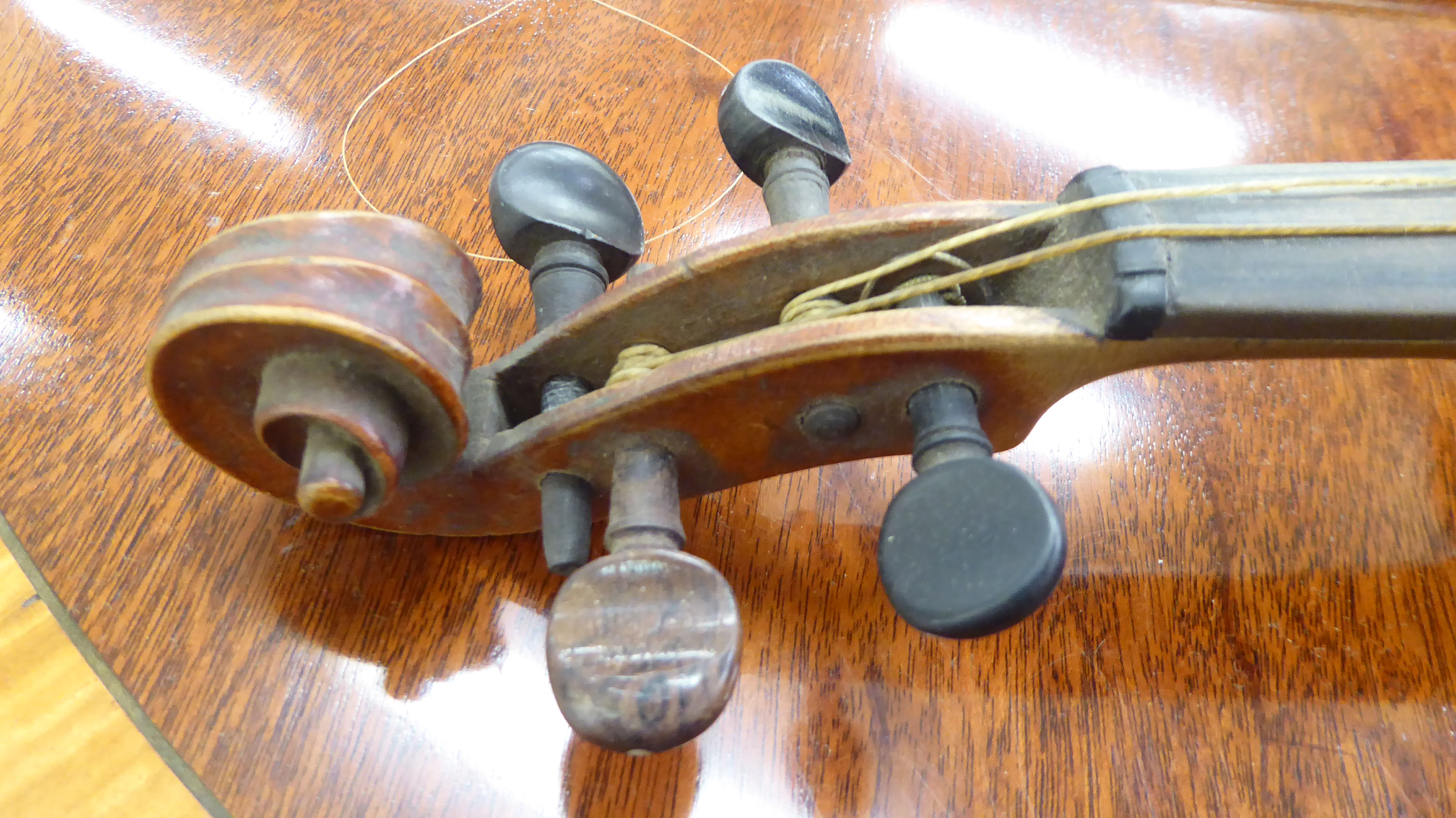 A violin, the two-piece back with a purfled edge 12. - Image 3 of 7