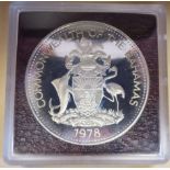 A 1978 Commonwealth of the Bahamas silver 10 dollar proof coin with HRH Prince Charles on the