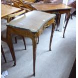 A pair of late 19thC Continental kingwood side tables with marquetry ornament and ormolu mounts,