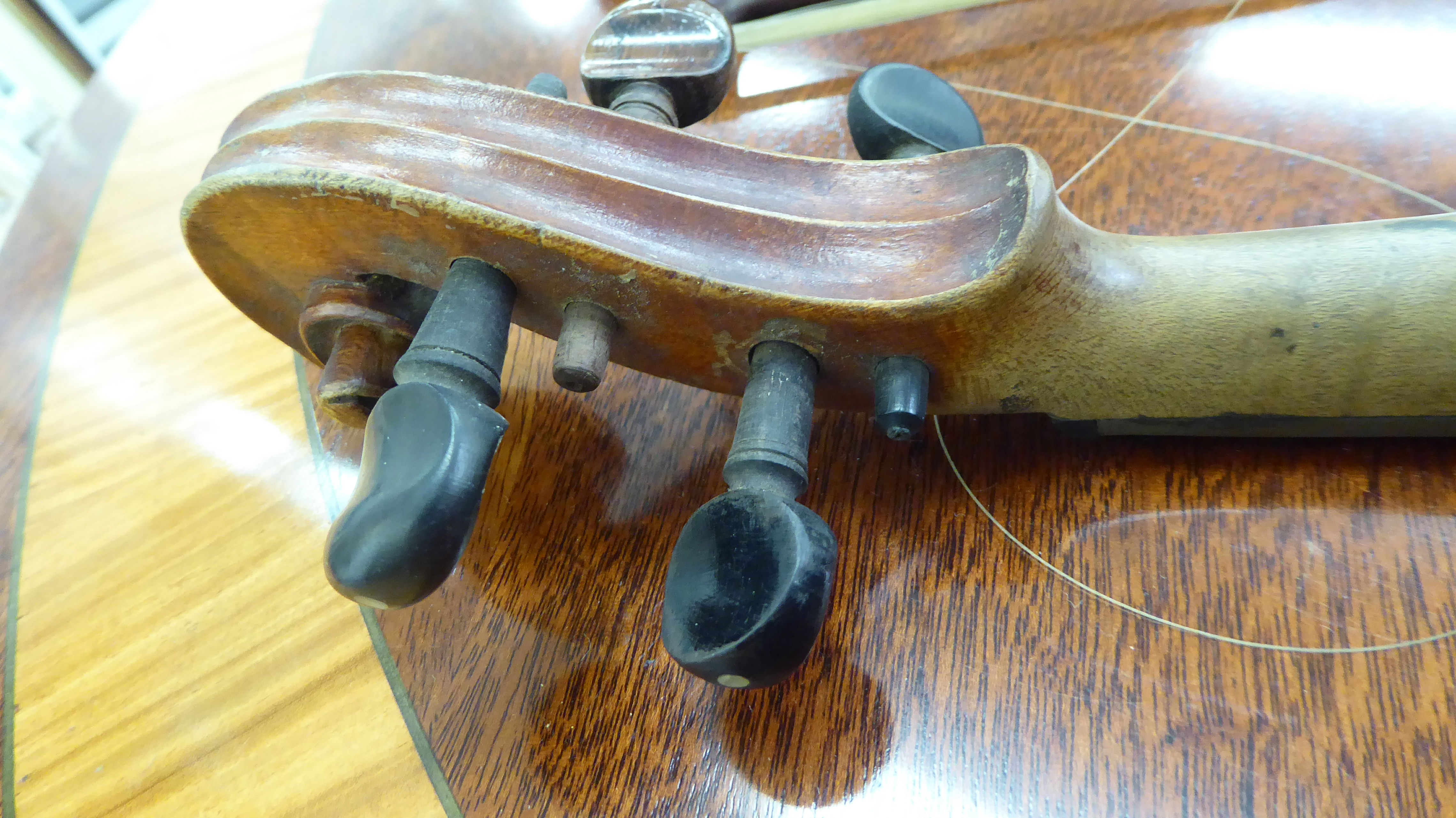 A violin, the two-piece back with a purfled edge 12. - Image 6 of 7