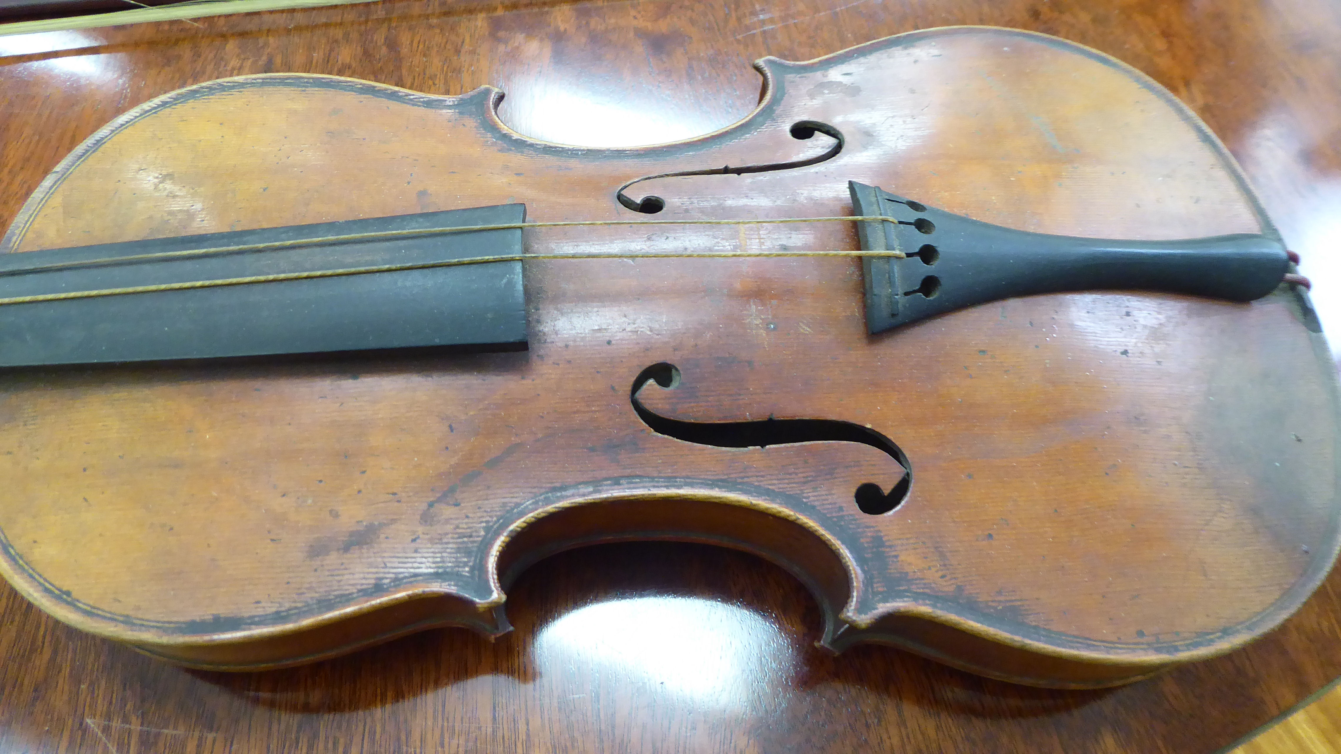 A violin, the two-piece back with a purfled edge 12. - Image 4 of 7