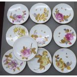 A set of ten mid Victorian brown Westhead Moore & Co china dessert plates,