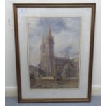 Attributed to J Burgess - 'St-Pol-de-Leon' Brittany' watercolour 22'' x 15'' framed LSB
