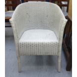 A 1930s Lloyd Loom white painted tub chair CA