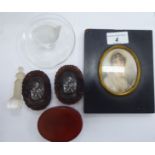 A mixed lot: to include a Lalique opaque glass ring tray, surmounted by a quail 3.