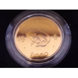 An Elizabeth II Hong Kong gold proof 1000 dollars Lunar Year Coin (The Year of the Rat) 1984