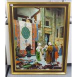 20thC Middle Eastern School - 'The Carpet Seller 1' oil on canvas bears an indistinct signature &
