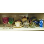 Ceramics and glass: to include three Belleek porcelain cabinet cups and saucers;