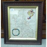 A late 17thC Richard Blome coloured county map 'Buckinghamshire' incorporating Hundreds,