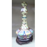 A modern Oriental porcelain bottle vase design table lamp base of squat,