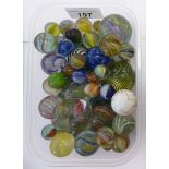 Variously decorated 19thC and 20thC glass and other marbles mixed styles OS10