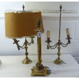 Table lamps: to include a pair of lacquered brass examples with twin swag branches 20''h BSR