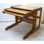 A nesting set of three 1970s teak occasional tables,