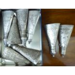 Eight early 20thC white metal mounts with pierced ornament 5.