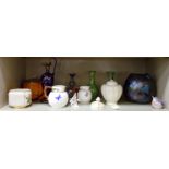 Decorative ceramics and glassware: to include a pair of Victorian china bottle vases,