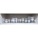 Incomplete sets of cut lead crystal, thistle design, mainly stemmed,