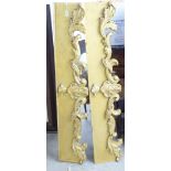 A pair of gilt painted and floral moulded frieze panels 60''L BSR