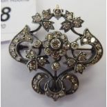 An 'antique' white metal set diamond brooch 11