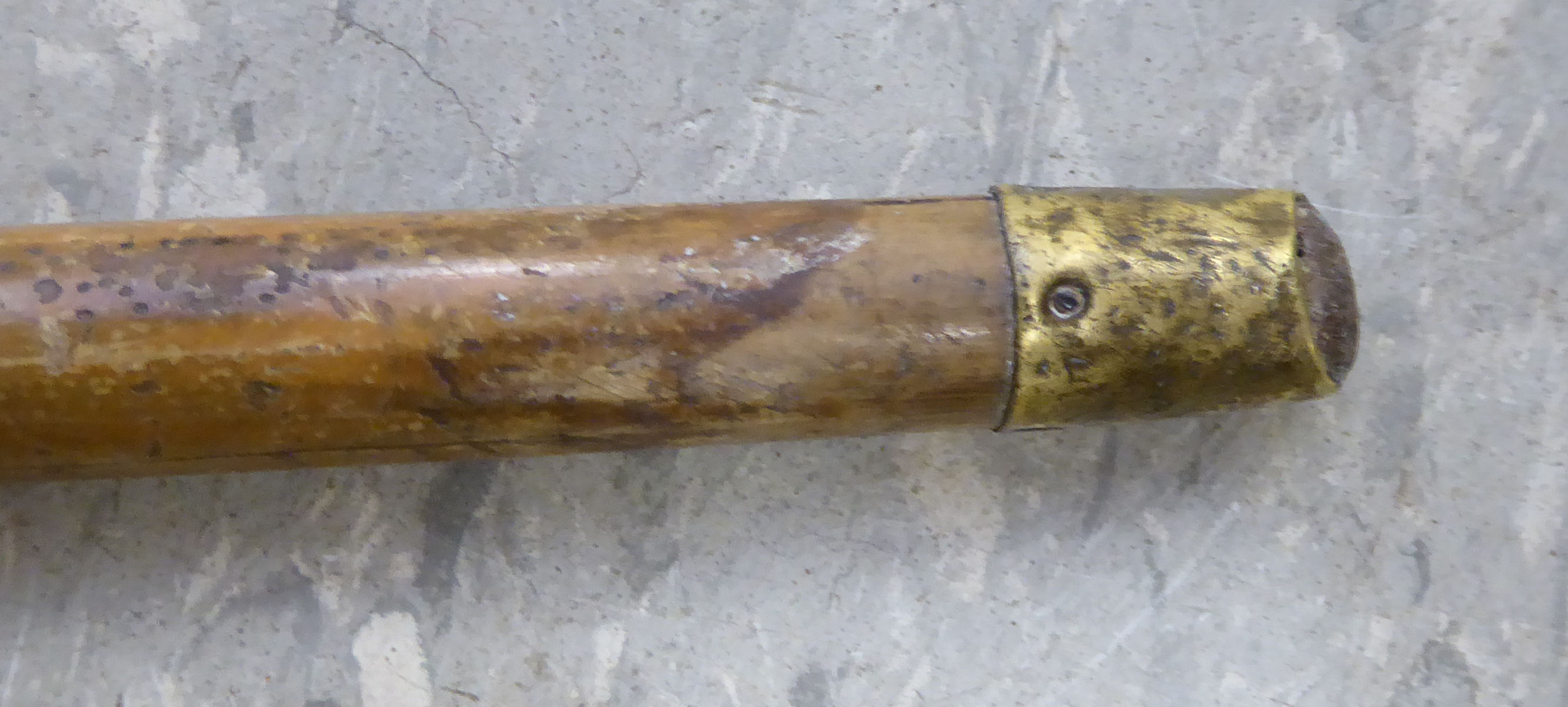 A late 19thC swordstick with a textured cast brass knop handle 31. - Image 2 of 2