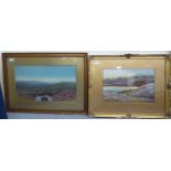 H T Watson - a barren loch scene watercolour bears a signature 9,