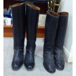 Two pairs of black leather riding boots size 41+1 and size 9 CS