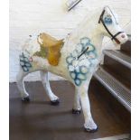 A 'vintage' painted papier mache standing nursery horse 32''h BSR