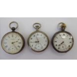 Two similar silver cased pocket watches,