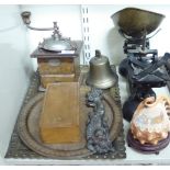A mixed lot: to include a late 19thC Japy Freres & Co stained beech coffee grinder T0S8