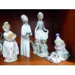 Lladro porcelain figures, viz. a girl with a rabbit 9.