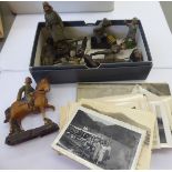 A mixed lot: to include photographs and painted composition toy German soldiers OS10