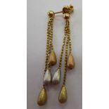 A pair of 9ct tri-coloured gold drop earrings 11