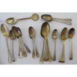 Mainly 19thC silver tea and coffee spoons varying patterns mixed marks 11