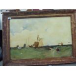 20thC British School - an offshore scene with small sailing vessels oil on board 23'' x 35''